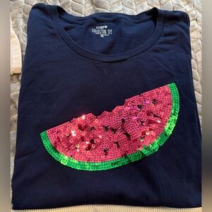J. Crew Collectors T-shirt with Sequin Watermelon Design